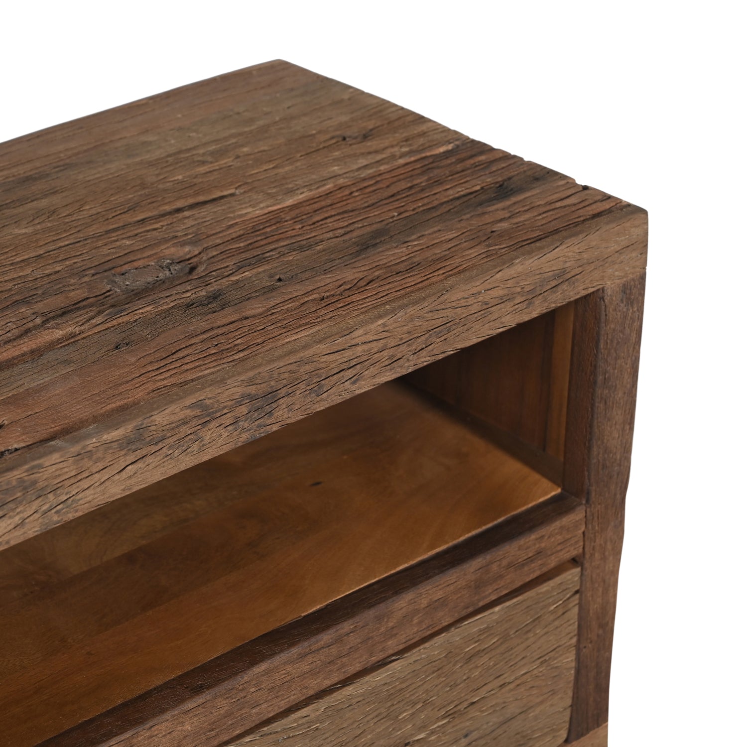 Meuble TV Rajesh - Vieux Bois - 140x40x62cm