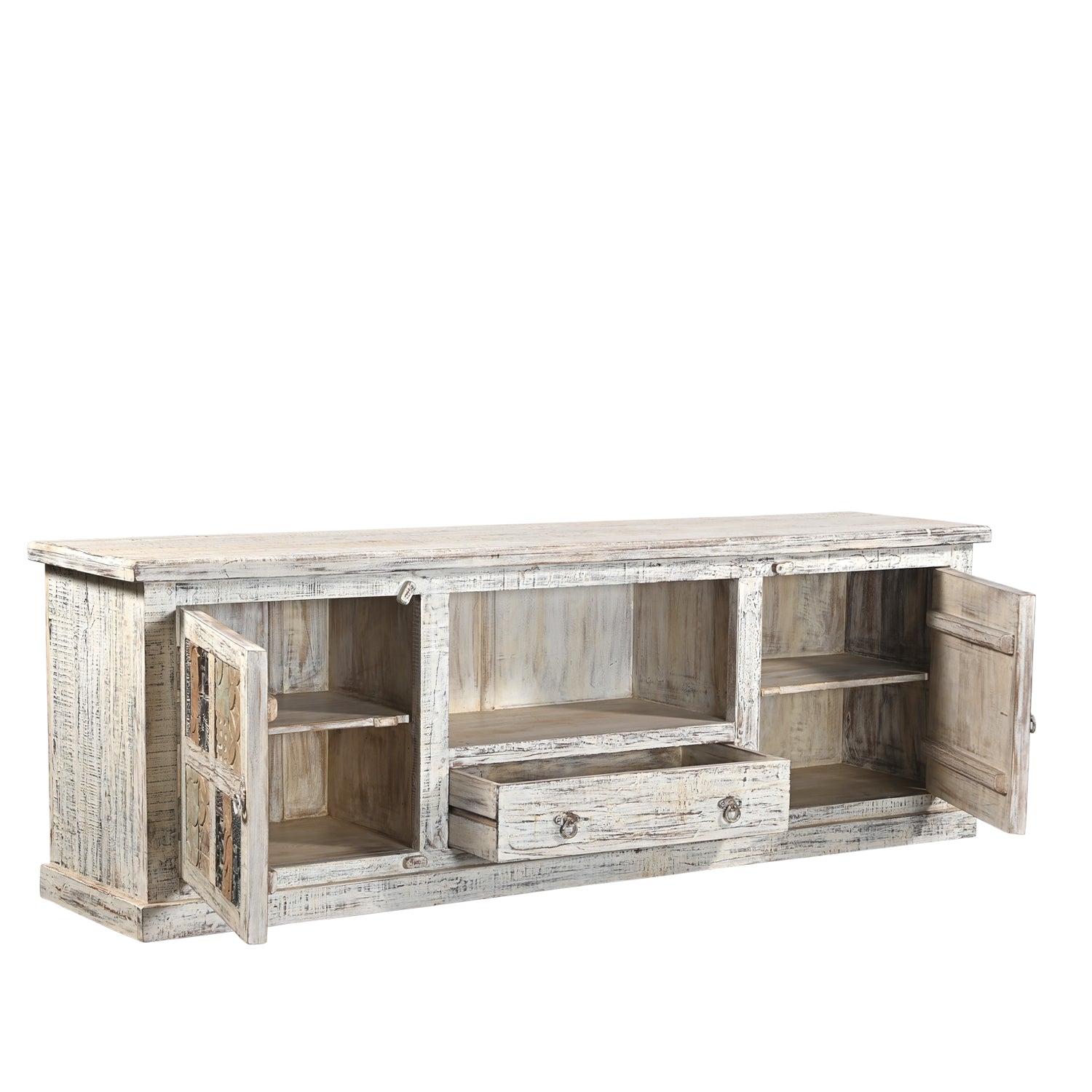 Meuble TV Nidra - Teck Recyclé - 200x44x67cm