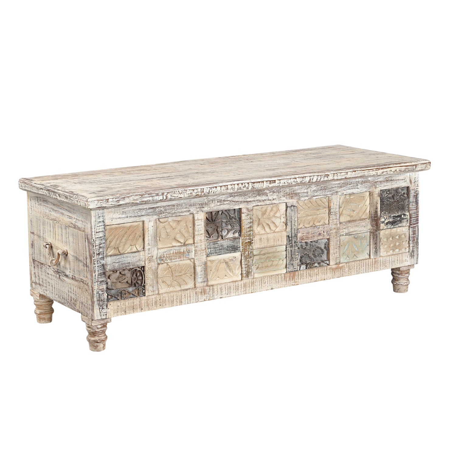 Coffre Nalini - teck recyclé - 132x46x46cm