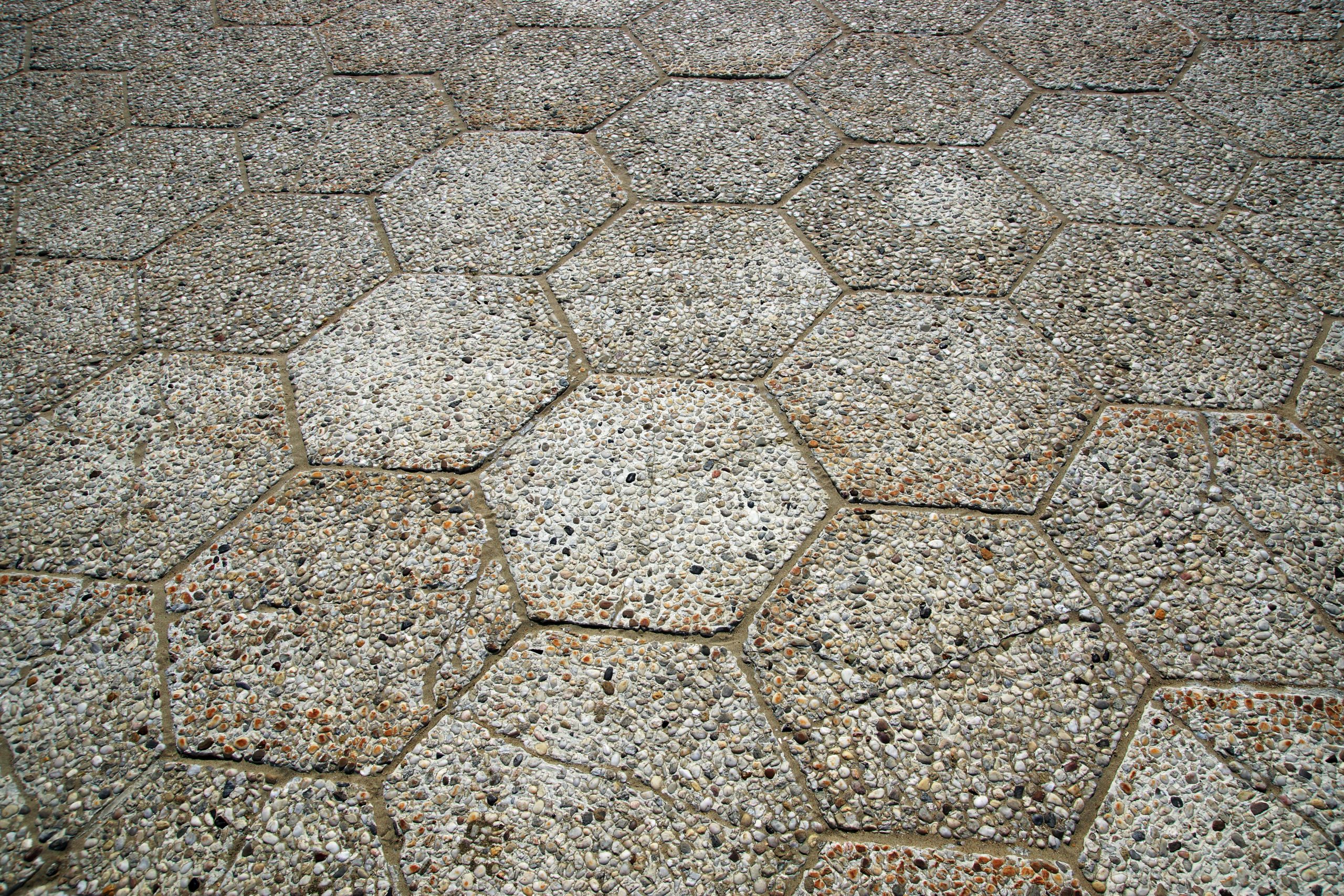 Détail texture pavage hexagonal pierre